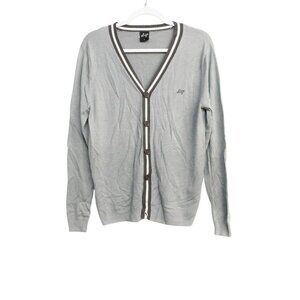 Sligo Womens Gray Sweater V-Neck Full Button Long Sleeve Tight Knit Solid Size S